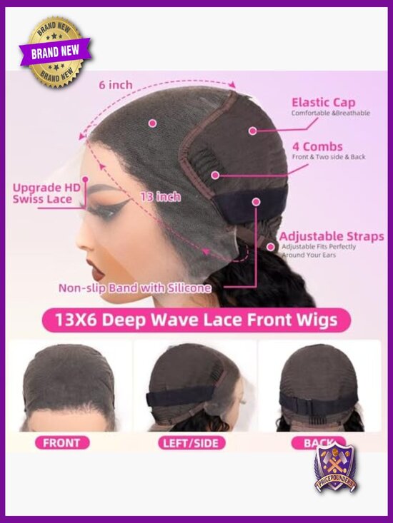 30 Inch Deep Wave Lace Front Wig Human Hair 13x6 HD Transparent Curly Wig 200% main image 4